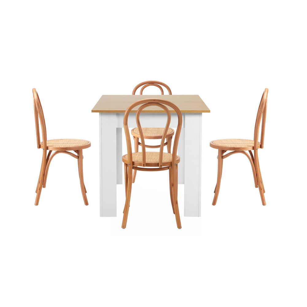 Oikiture 160cm Extendable Dining Table with 4PCS Crossback Chairs Natural-Dining Set-PEROZ Accessories