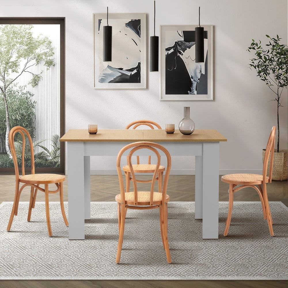 Oikiture 160cm Extendable Dining Table with 4PCS Crossback Chairs Natural-Dining Set-PEROZ Accessories