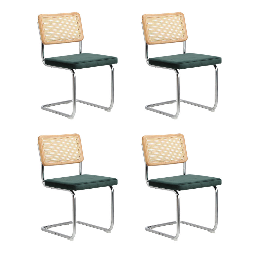 Oikiture 90cm Round Dining Table with 4PCS Dining Chairs Velvet White&Green-Dining Sets-PEROZ Accessories