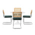 Oikiture 90cm Round Dining Table with 4PCS Dining Chairs Velvet White&Green-Dining Sets-PEROZ Accessories
