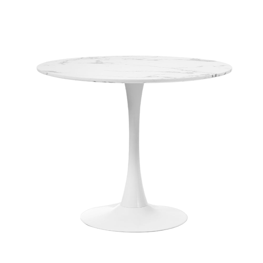 Oikiture 90cm Round Dining Table with 4PCS Dining Chairs Velvet White&Green-Dining Sets-PEROZ Accessories