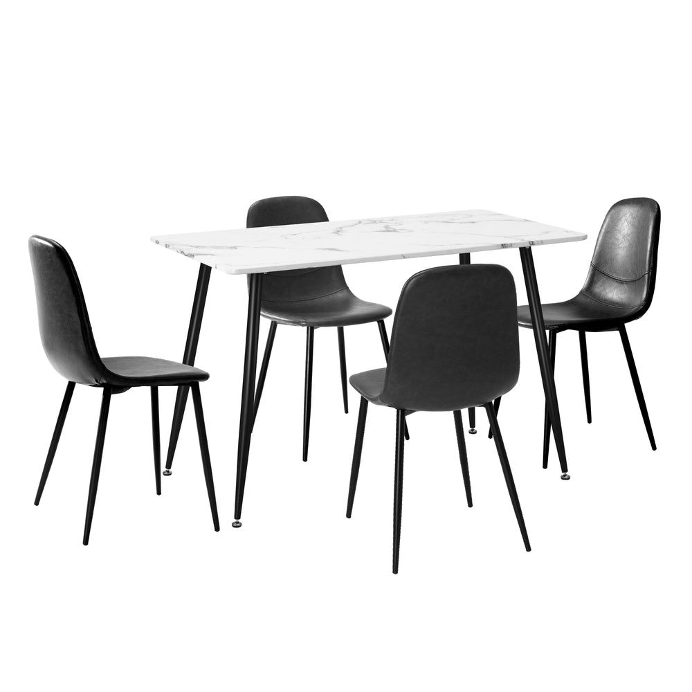 Oikiture 120cm Rectangle Dining Table with 4PCS Chairs PU Grey-Dining Set-PEROZ Accessories