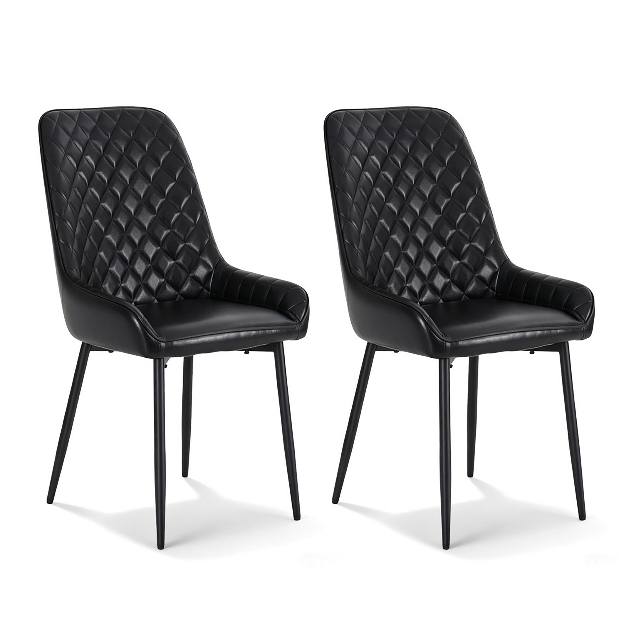 Artiss 2x Dining Chairs Retro PU Leather Kitchen Lounge Cafe Accent Chair Black-Furniture > Dining > Kitchen & Dining Chairs-PEROZ Accessories