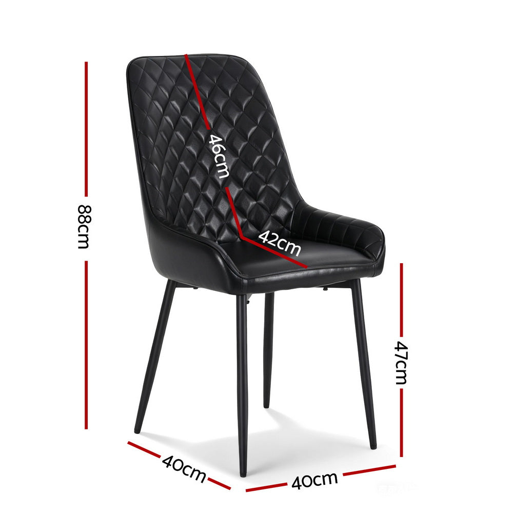 Artiss 2x Dining Chairs Retro PU Leather Kitchen Lounge Cafe Accent Chair Black-Furniture > Dining > Kitchen & Dining Chairs-PEROZ Accessories