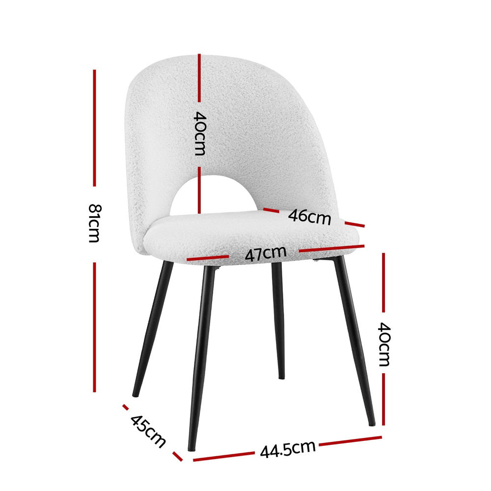 1 Set of 2 Artiss Dining Chair Boucle Sherpa-Furniture > Dining > Kitchen & Dining Chairs-PEROZ Accessories