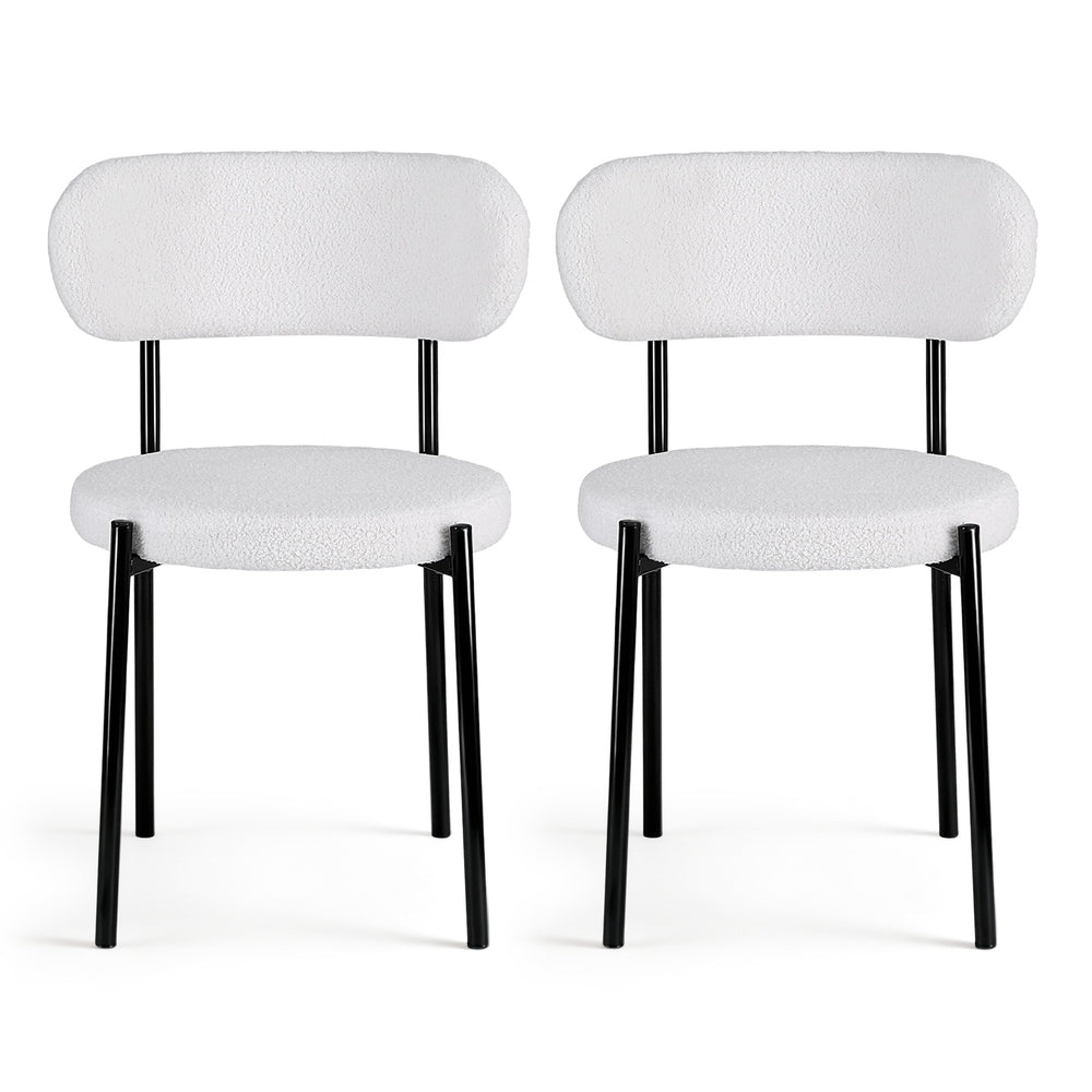 Artiss Dining Chairs Set of 2 Sherpa Boucle White-Furniture > Dining > Kitchen & Dining Chairs-PEROZ Accessories