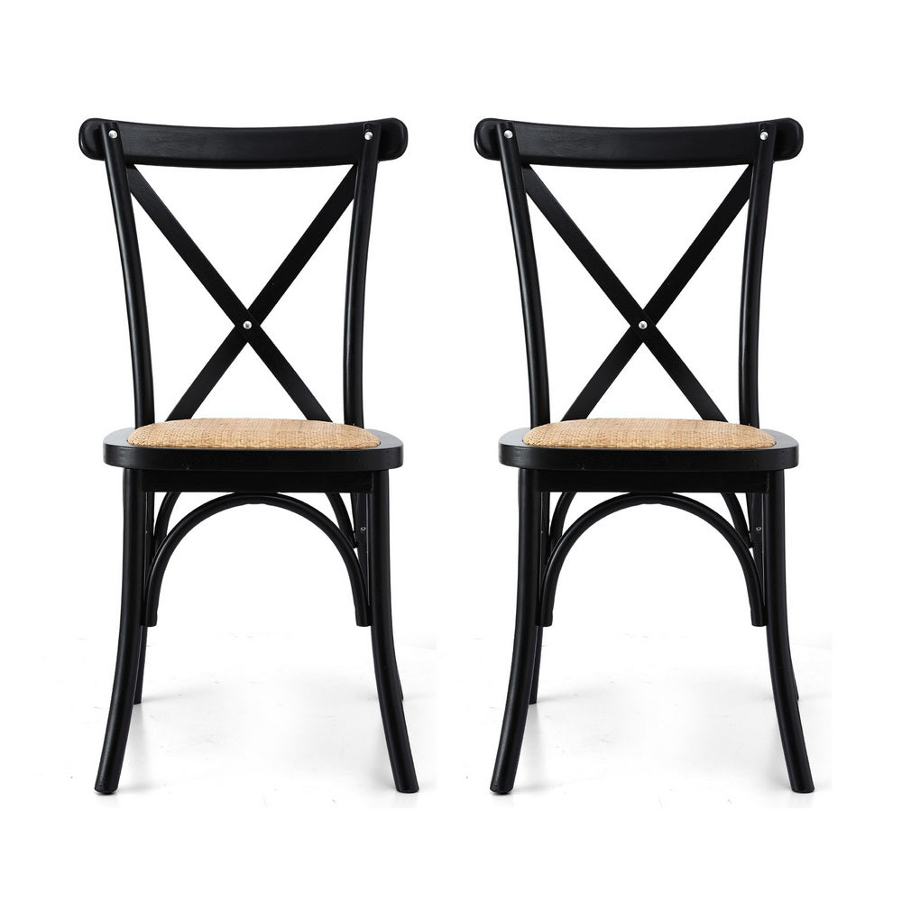Artiss 2x Dining Chairs Rattan Wooden Kitchen Accent Chair Cafe Lounge Rubber Wood-Furniture > Dining > Kitchen & Dining Chairs-PEROZ Accessories