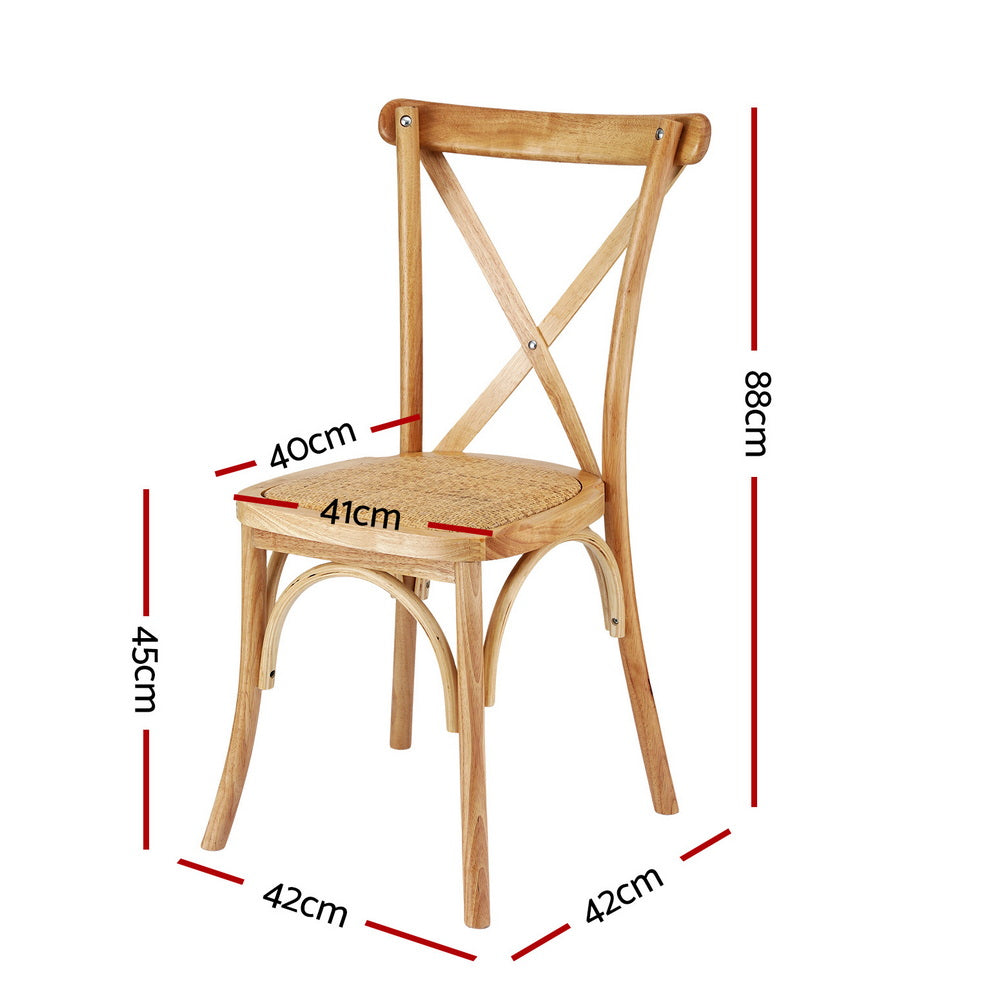 Artiss 2x Dining Chairs Rattan Wooden Kitchen Accent Chair Cafe Lounge Rubber Wood-Furniture > Dining > Kitchen & Dining Chairs-PEROZ Accessories