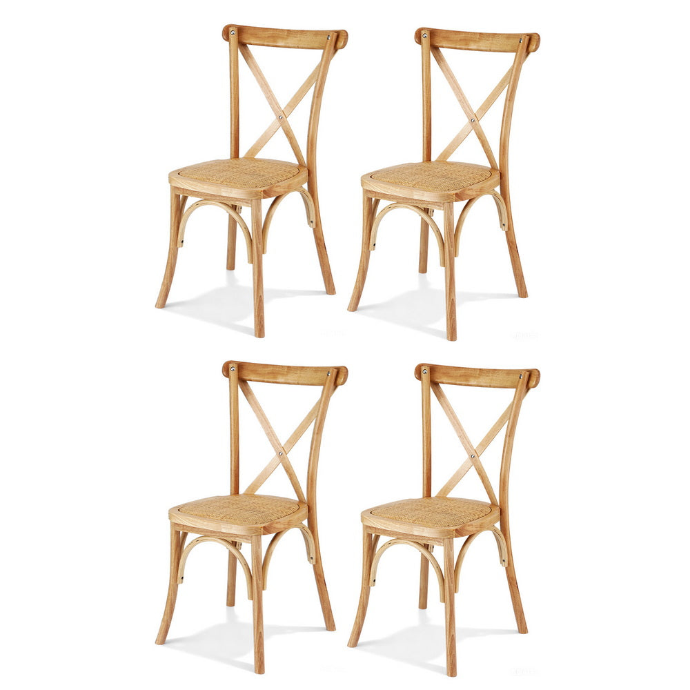 Artiss 4x Dining Chairs Rattan Wooden Kitchen Accent Chair Cafe Lounge Rubber Wood-Furniture > Dining > Kitchen & Dining Chairs-PEROZ Accessories