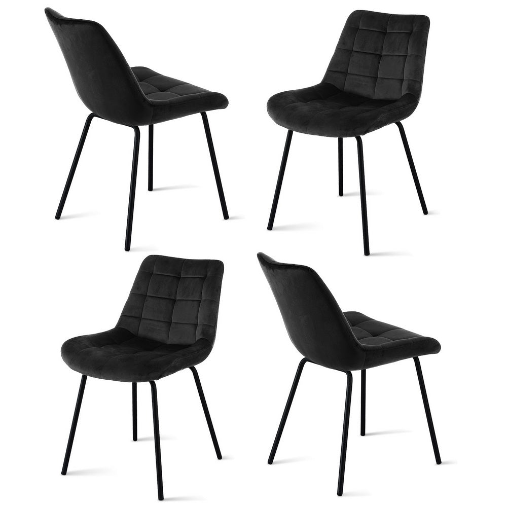 Artiss 4x Dining Chairs Velvet Tufted Kitchen Lounge Cafe Accent Chair Black-Furniture > Dining > Kitchen & Dining Chairs-PEROZ Accessories