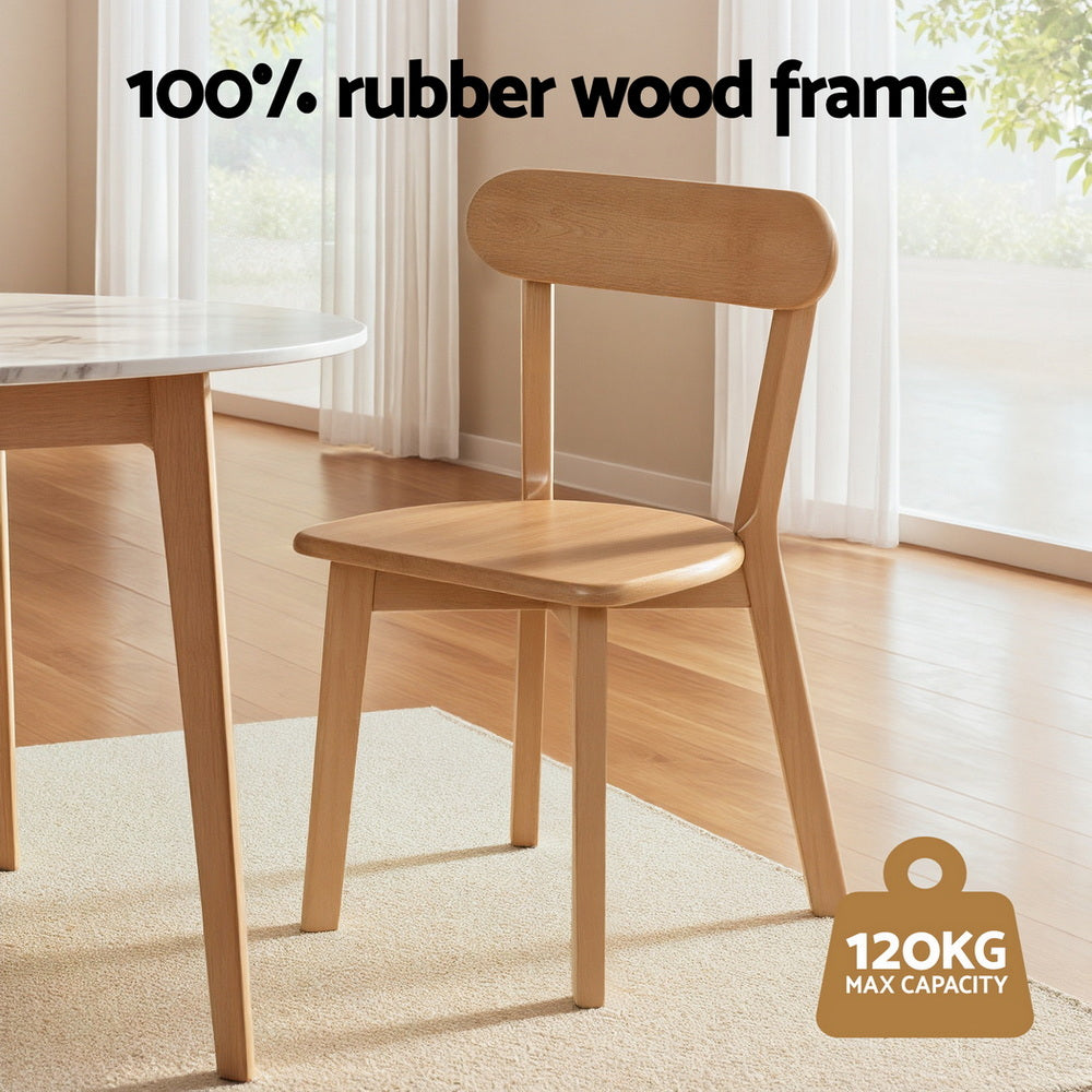 Artiss 2x Dining Chairs Wooden Kitchen Accent Chair Cafe Lounge Rubber Wood-Furniture > Dining > Kitchen & Dining Chairs-PEROZ Accessories