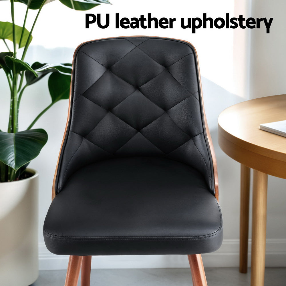 1 Set of 4 Artiss Dining Chairs Black PU-Furniture > Dining > Kitchen & Dining Chairs-PEROZ Accessories