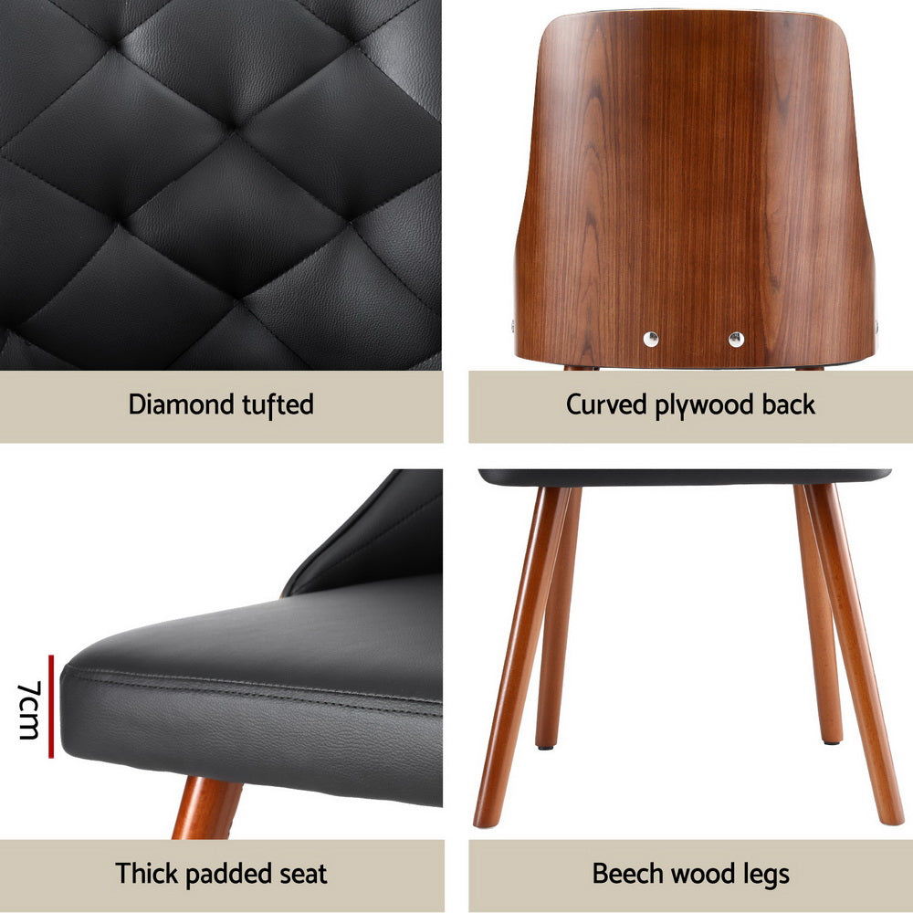 1 Set of 4 Artiss Dining Chairs Black PU-Furniture > Dining > Kitchen & Dining Chairs-PEROZ Accessories