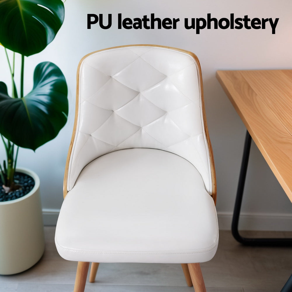 1 Set of 2 Artiss Dining Chairs White PU-Furniture > Dining > Kitchen & Dining Chairs-PEROZ Accessories