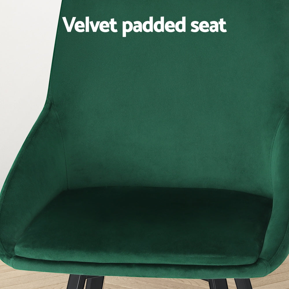 Artiss Dining Chairs Set of 2 Velvet Swivel Base Green-Furniture > Dining-PEROZ Accessories
