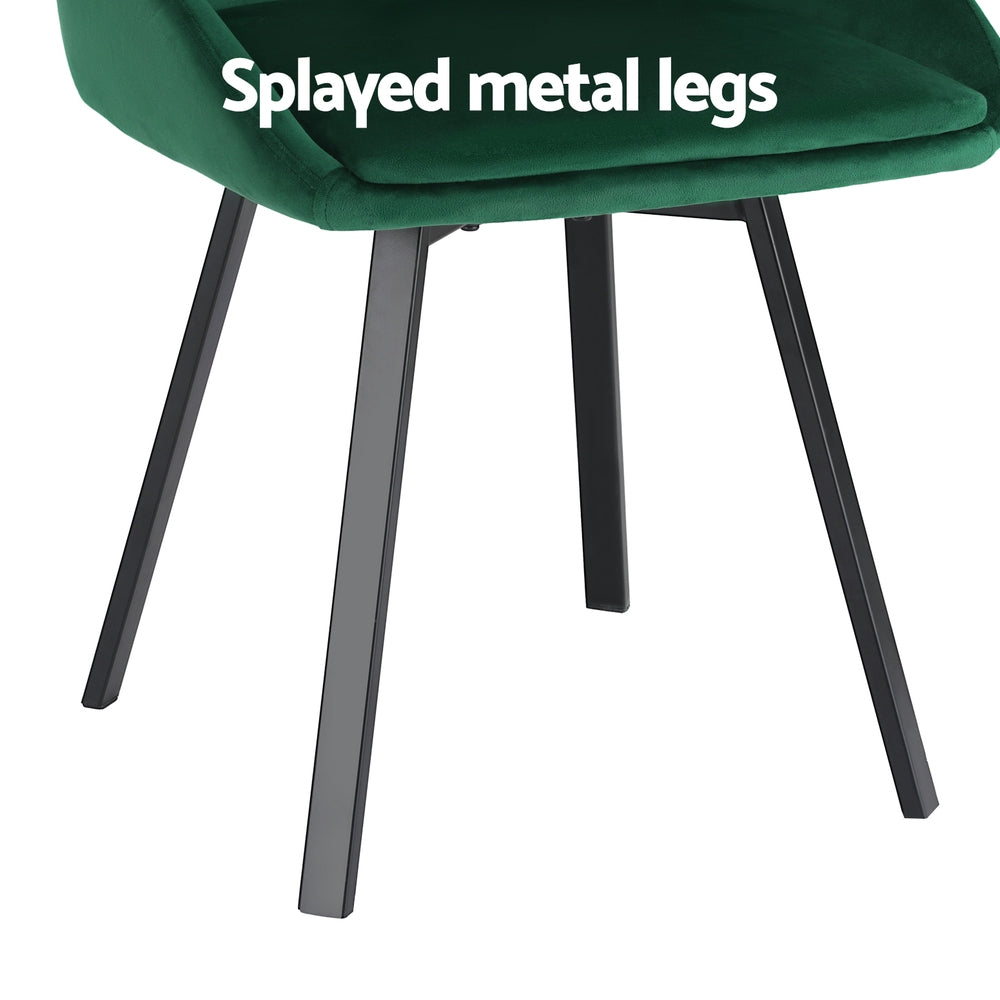 Artiss Dining Chairs Set of 2 Velvet Swivel Base Green-Furniture > Dining-PEROZ Accessories
