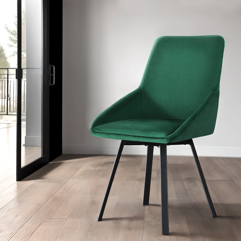 Artiss Dining Chairs Set of 2 Velvet Swivel Base Green-Furniture > Dining-PEROZ Accessories