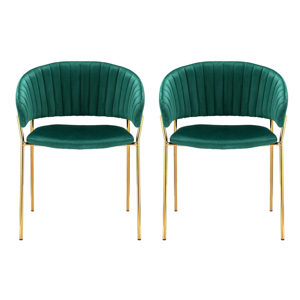 Artiss Dining Chairs Set of 2 Velvet Hollow Armchair Green-Furniture > Bar Stools & Chairs-PEROZ Accessories