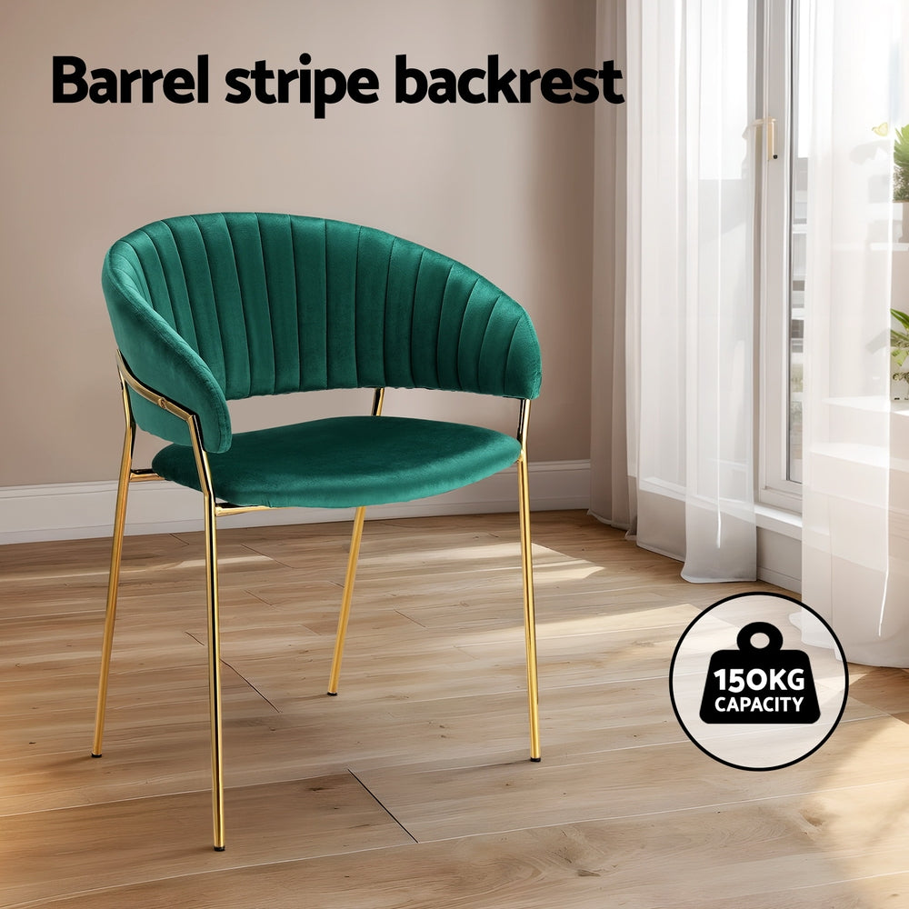 Artiss Dining Chairs Set of 2 Velvet Hollow Armchair Green-Furniture > Bar Stools & Chairs-PEROZ Accessories