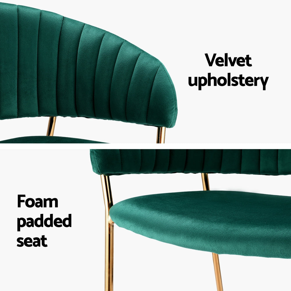 Artiss Dining Chairs Set of 2 Velvet Hollow Armchair Green-Furniture > Bar Stools & Chairs-PEROZ Accessories