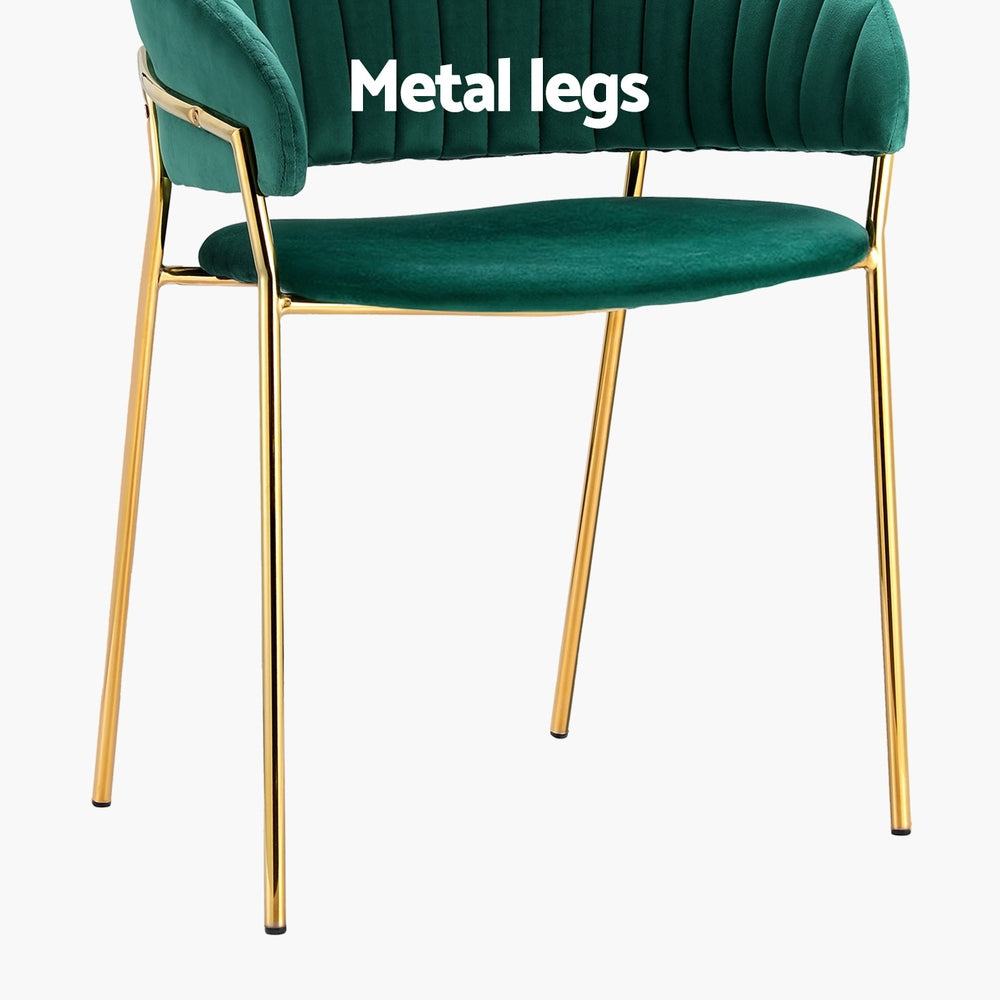 Artiss Dining Chairs Set of 2 Velvet Hollow Armchair Green-Furniture > Bar Stools & Chairs-PEROZ Accessories