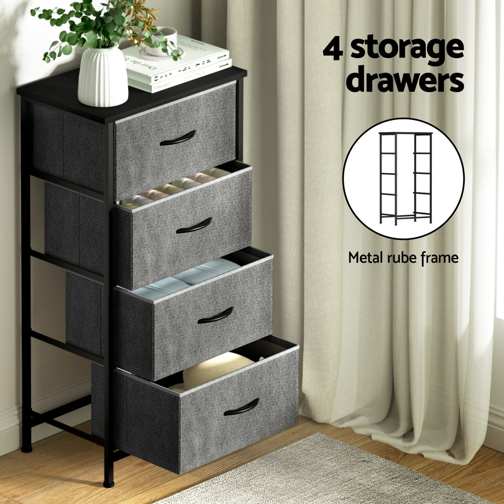 Artiss Chest of 4 Drawers Storage Dresser Tallboy Grey-Furniture > Bedroom > Dressers-PEROZ Accessories