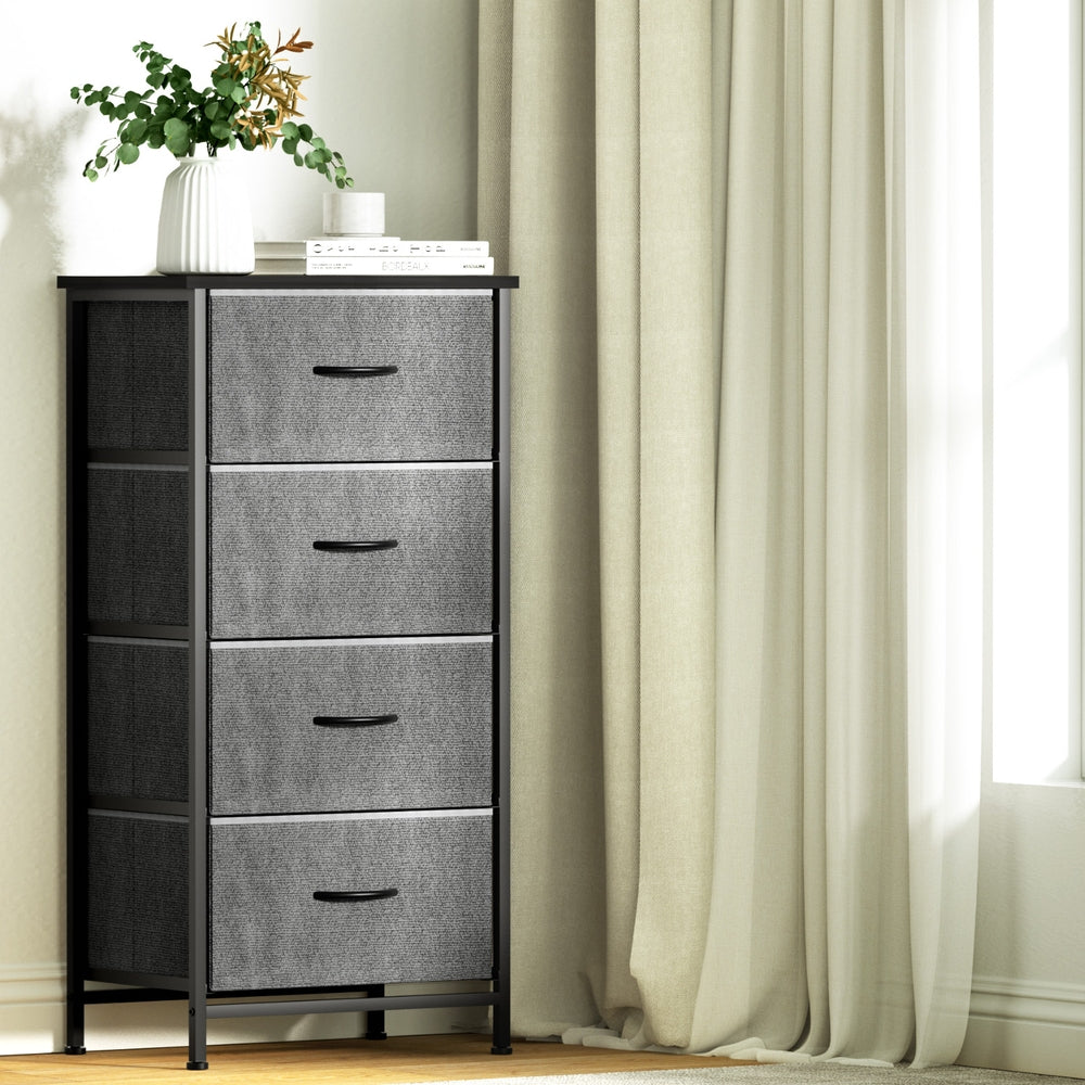 Artiss Chest of 4 Drawers Storage Dresser Tallboy Grey-Furniture > Bedroom > Dressers-PEROZ Accessories