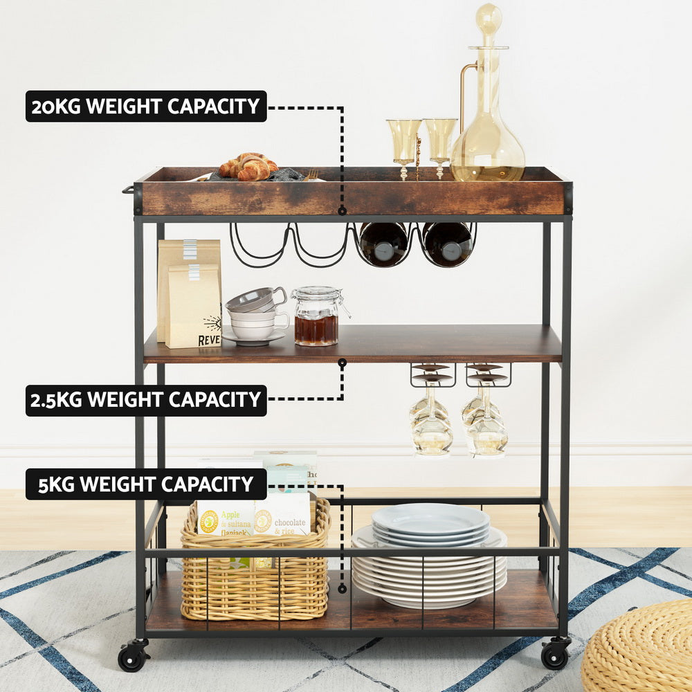 Artiss Kitchen Island Rolling Serving Cart-Furniture > Dining-PEROZ Accessories