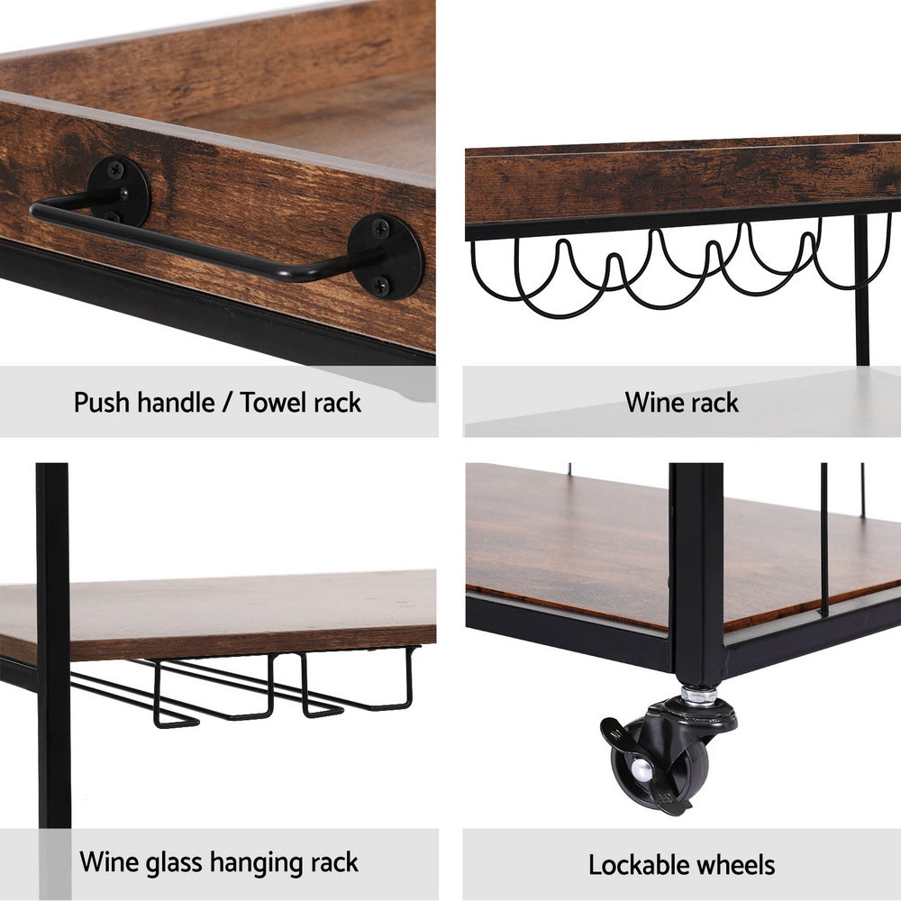 Artiss Kitchen Island Rolling Serving Cart-Furniture > Dining-PEROZ Accessories