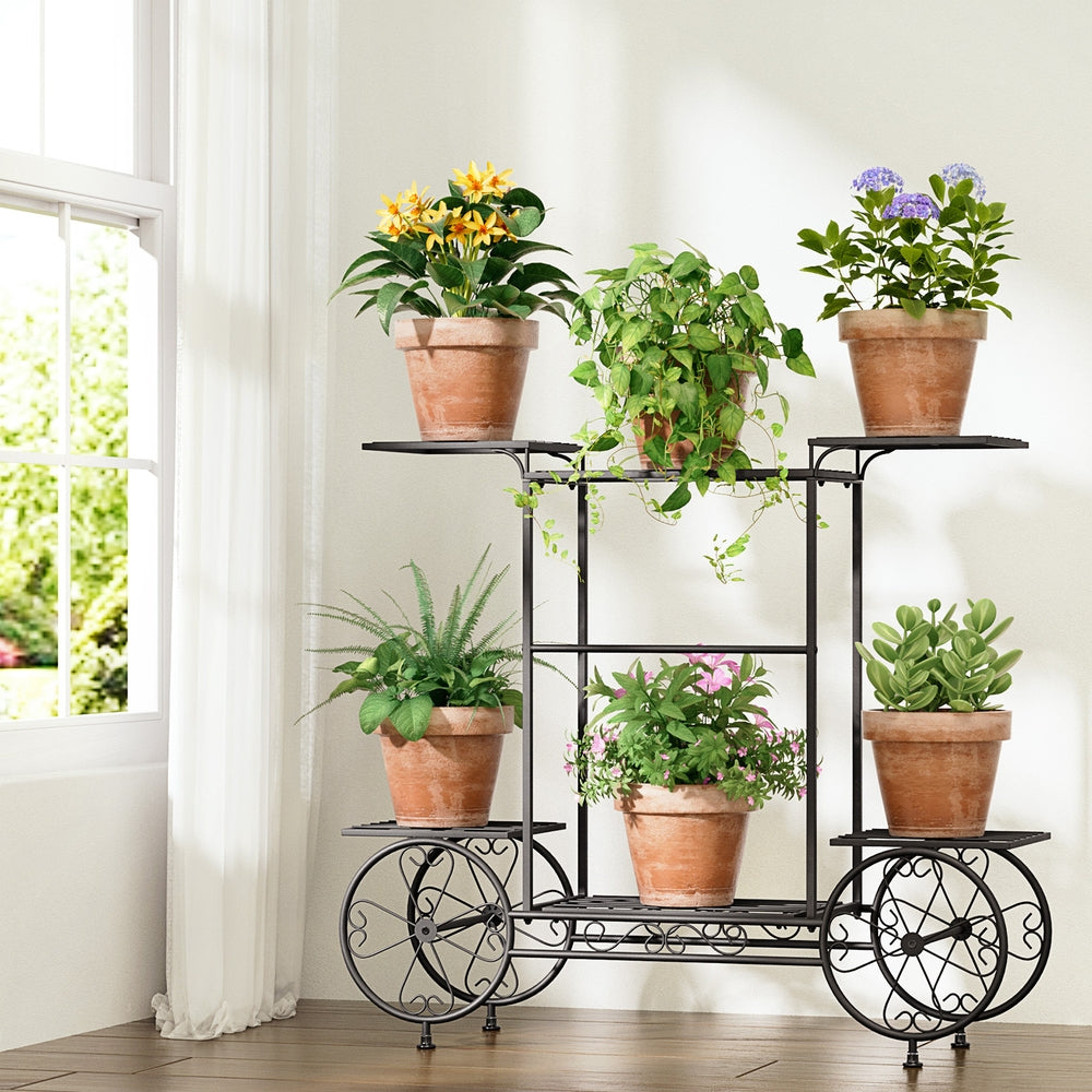 Artiss Plant Stand 6 Tier Iron 4 Wheeler-Furniture > Living Room-PEROZ Accessories