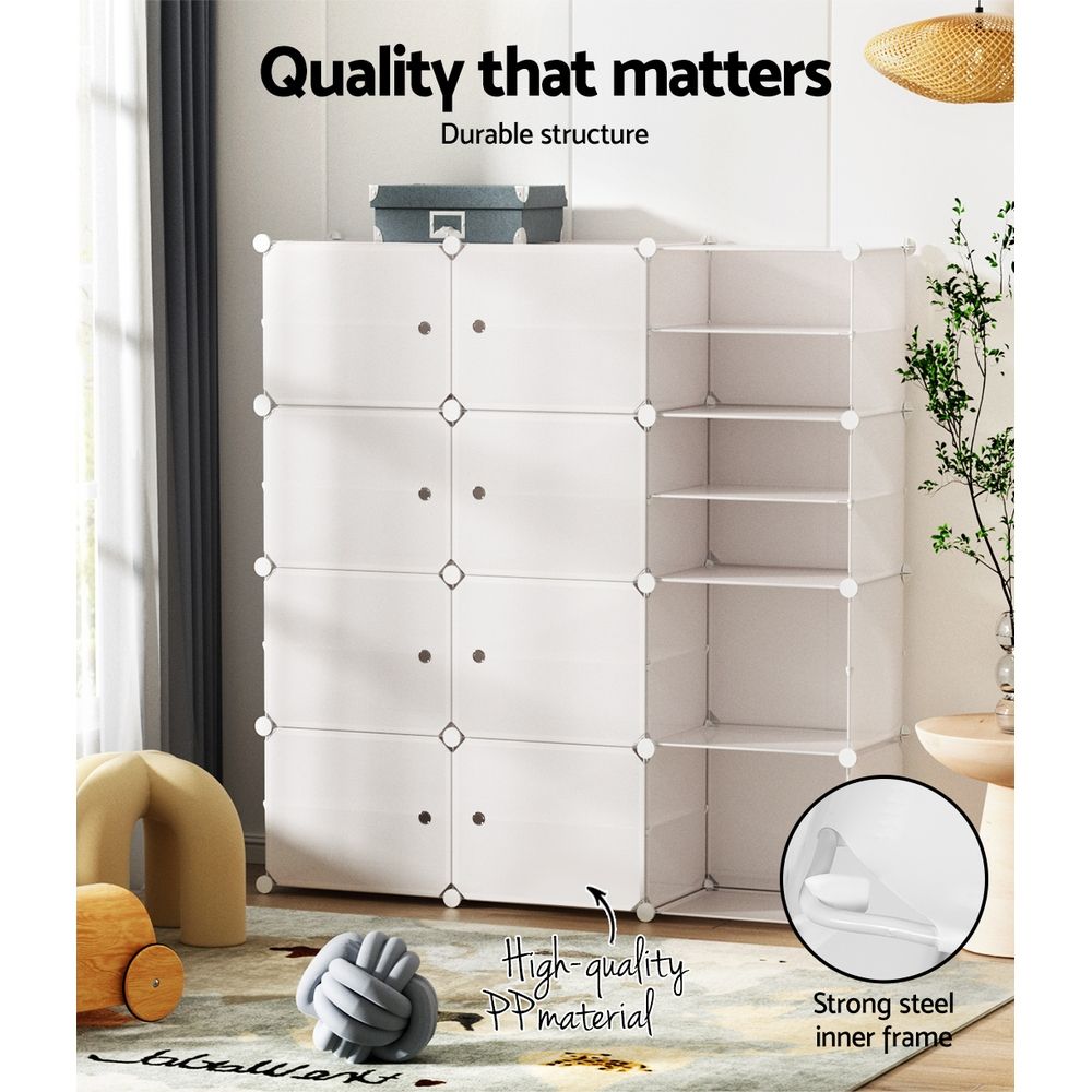 Artiss Shoe Rack DIY 12 Storage Cube Stackable White-Shoe Storage Cabinets-PEROZ Accessories
