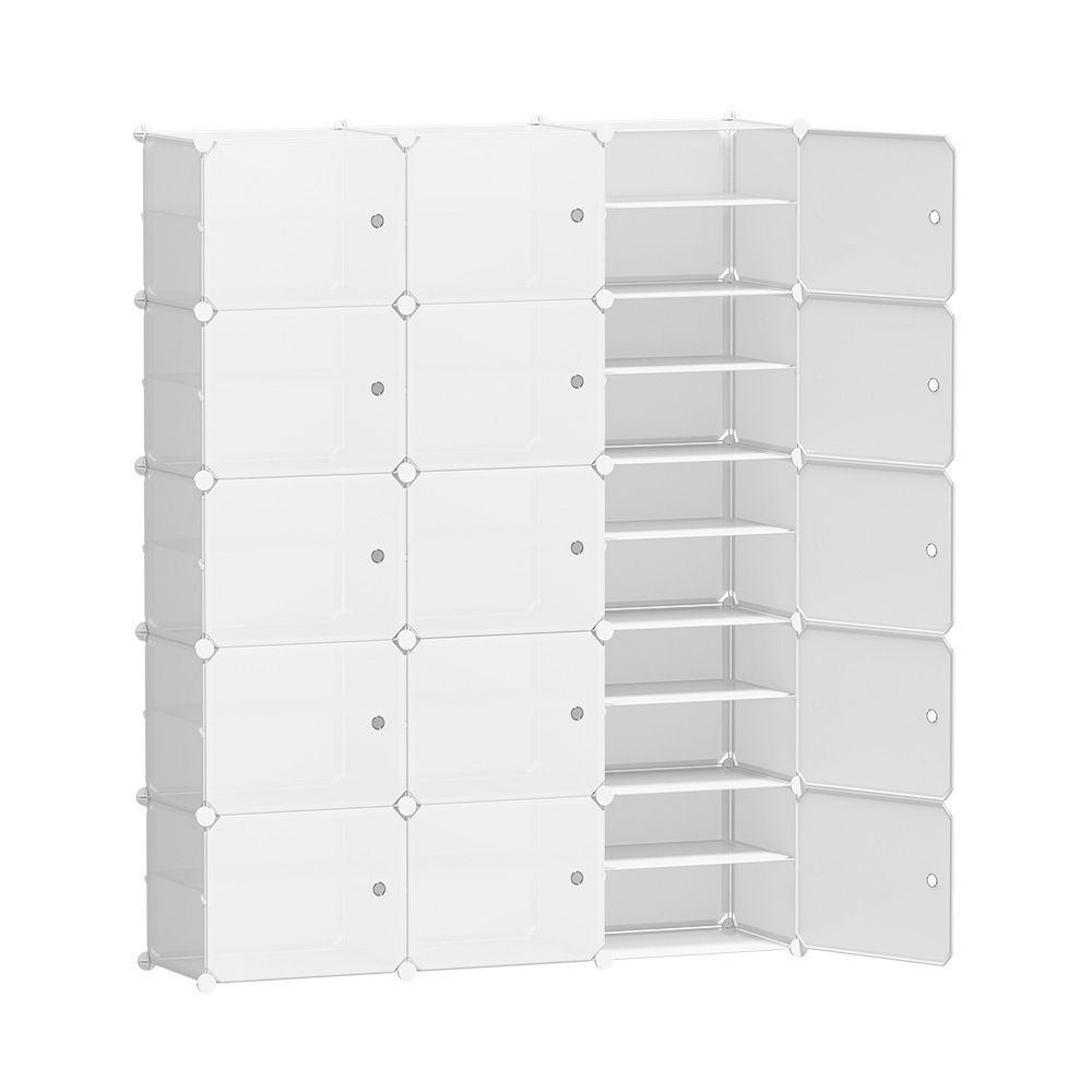 Artiss Shoe Rack Storage Cabinet DIY 15 Storage Cube Stackable White-Shoe Storage Cabinets-PEROZ Accessories