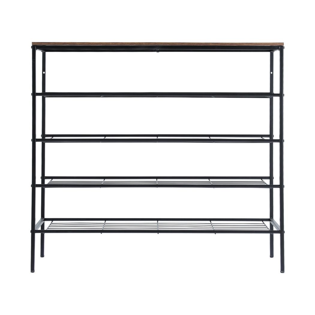 Artiss Shoe Rack 5-tier 25 Pairs Walnut Bob-Shoe Storage Cabinets-PEROZ Accessories