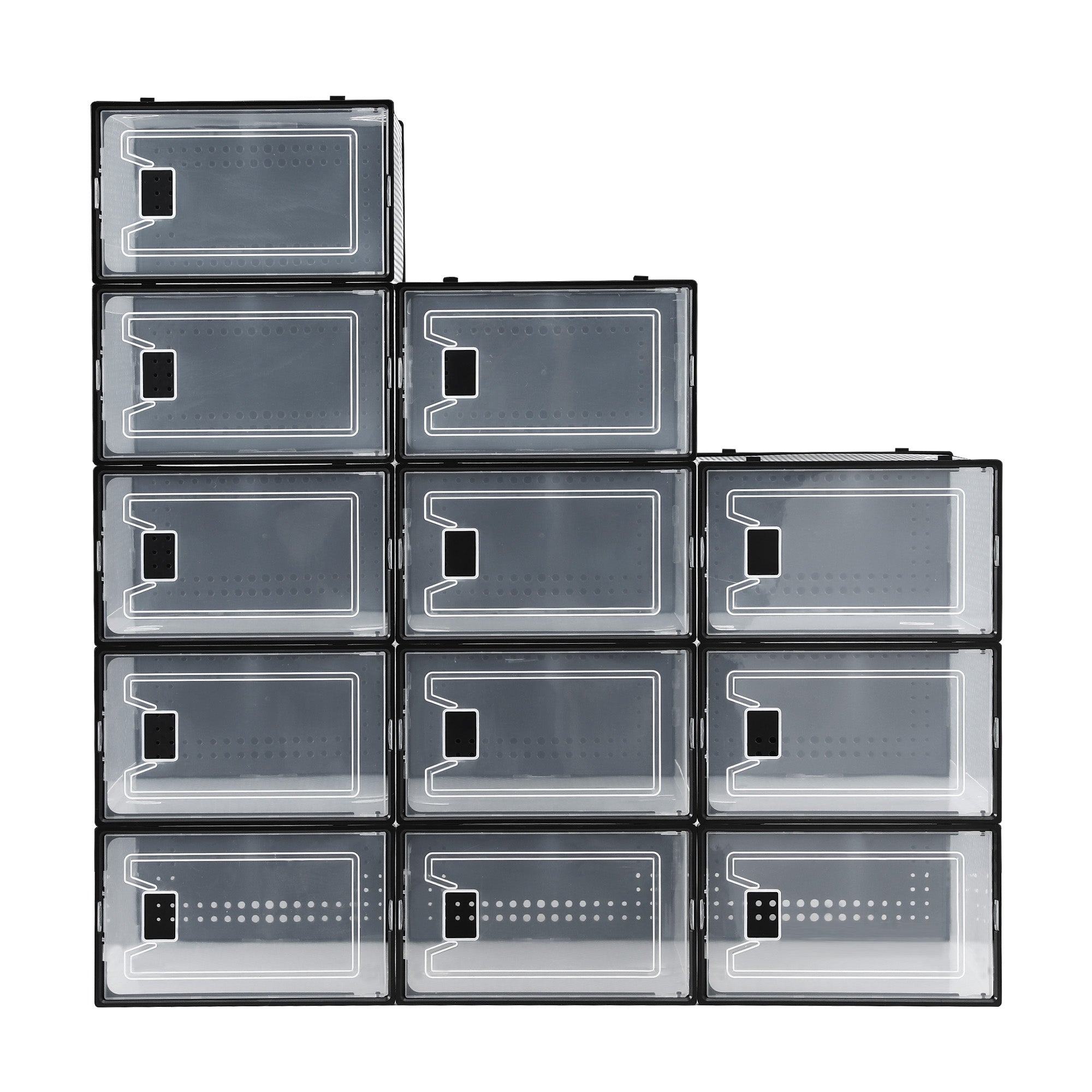Artiss Shoe Storage Box DIY Set of 12 Stackable Black-Furniture > Living Room > Shoe Storage-PEROZ Accessories