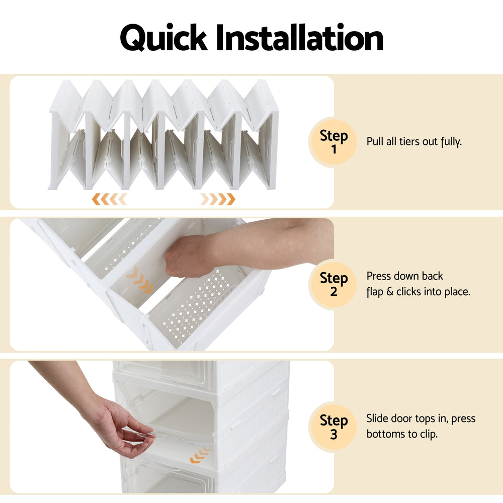 Artiss Foldable Shoe Rack Organizer 6 Tier Storage Shelf Hallway-Furniture > Living Room > Shoe Storage-PEROZ Accessories