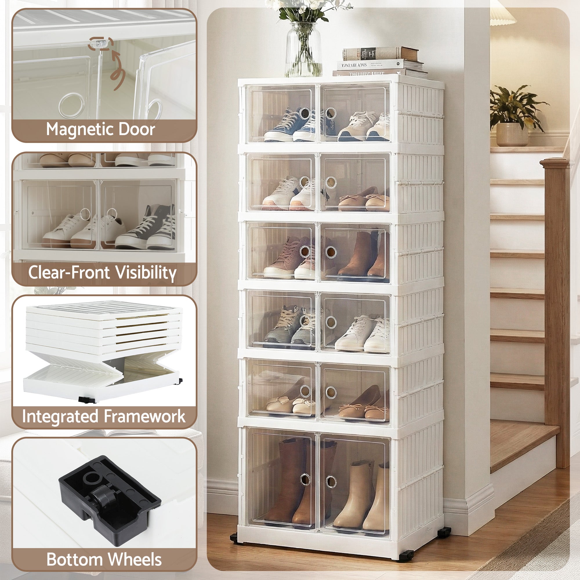 Artiss Foldable Shoe Storage Box 6 Tier 12 Pairs Entryway-Furniture > Living Room > Shoe Storage-PEROZ Accessories