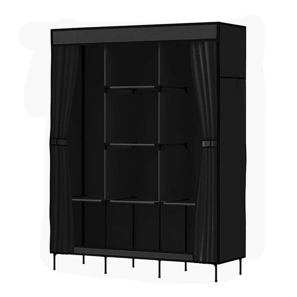 Artiss Large Portable Clothes Closet Wardrobe with Shelf Black-Home & Garden > Storage-PEROZ Accessories