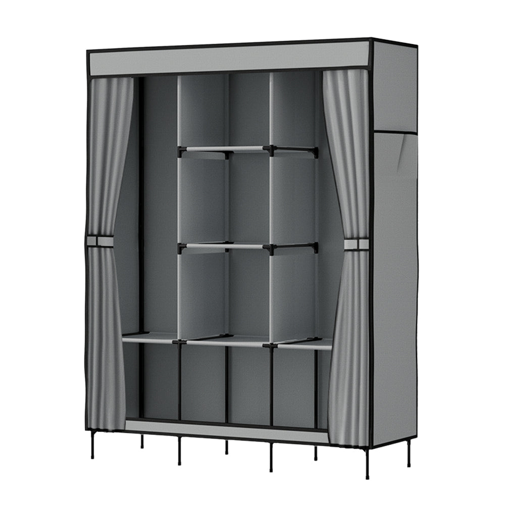Artiss Large Portable Clothes Closet Wardrobe with Shelf Grey-Home & Garden > Storage-PEROZ Accessories