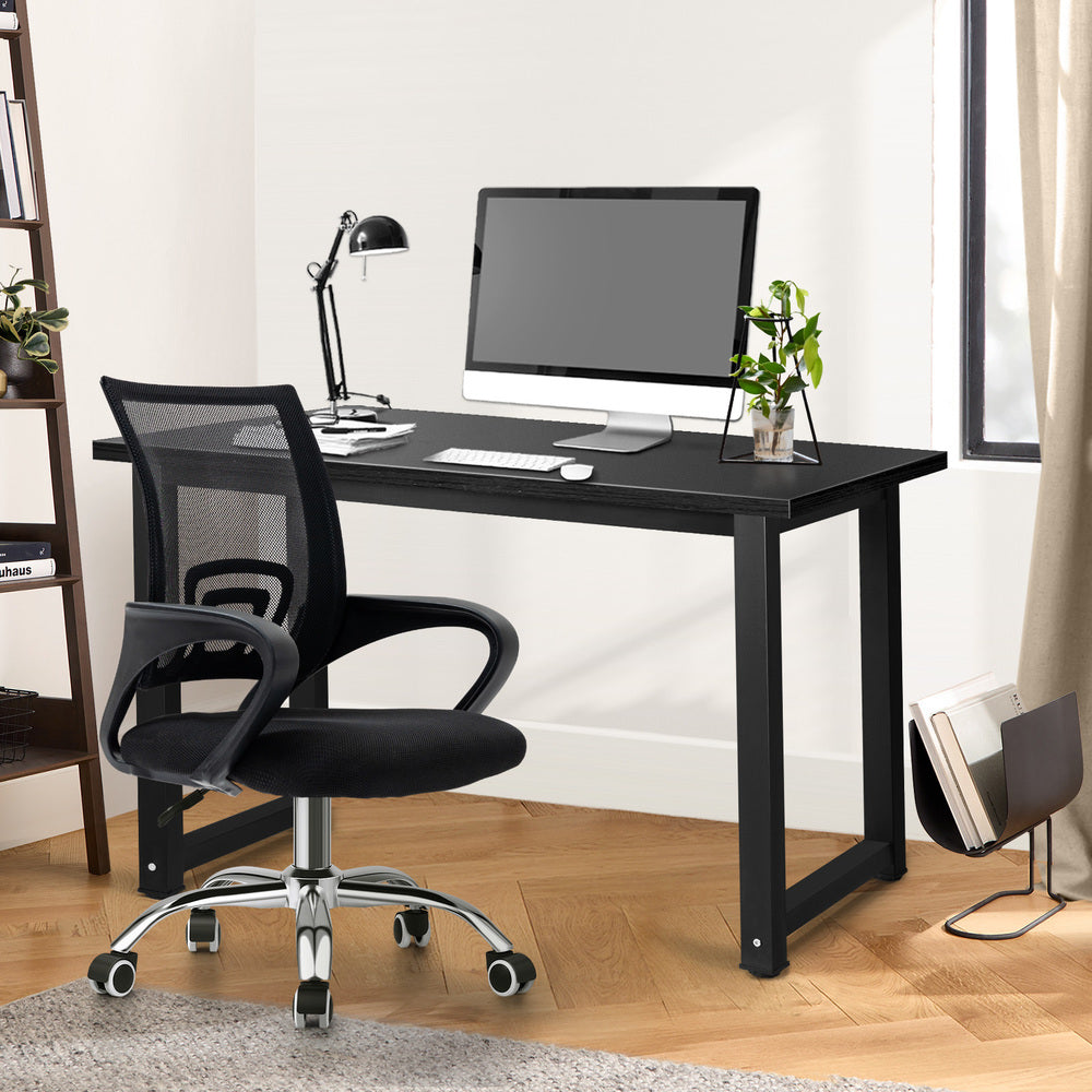 Oikiture Home Office Set Black Computer Desk and Mesh Office Chair-Office Set-PEROZ Accessories