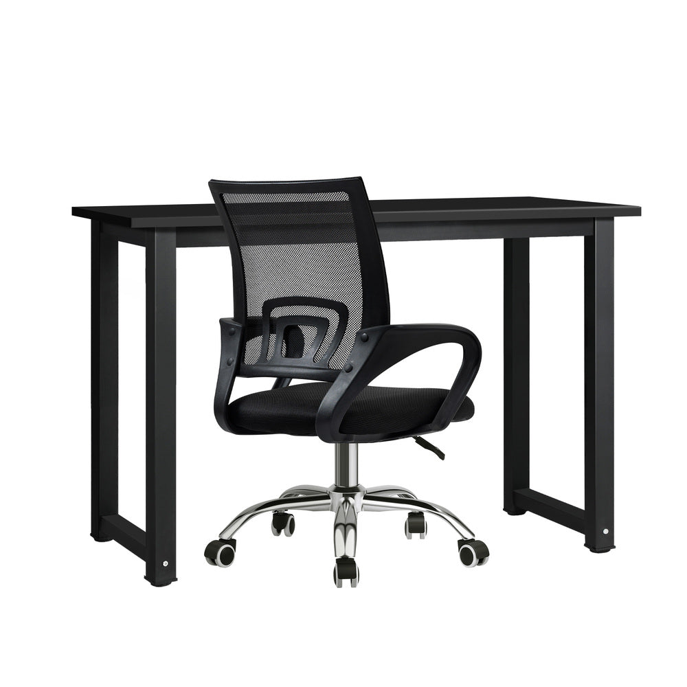 Oikiture Home Office Set Black Computer Desk and Mesh Office Chair-Office Set-PEROZ Accessories