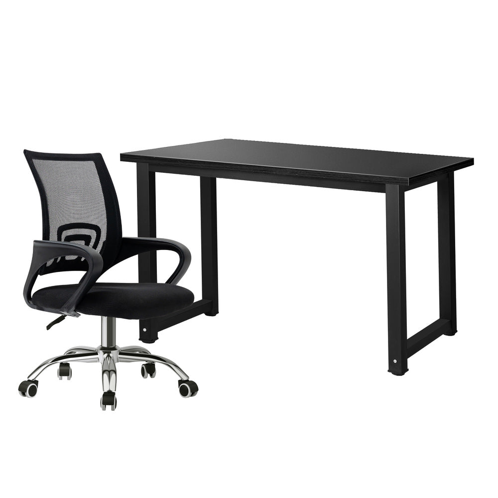 Oikiture Home Office Set Black Computer Desk and Mesh Office Chair-Office Set-PEROZ Accessories