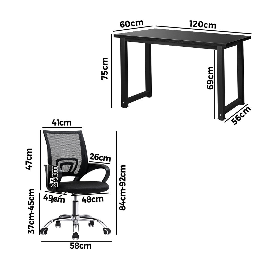 Oikiture Home Office Set Black Computer Desk and Mesh Office Chair-Office Set-PEROZ Accessories