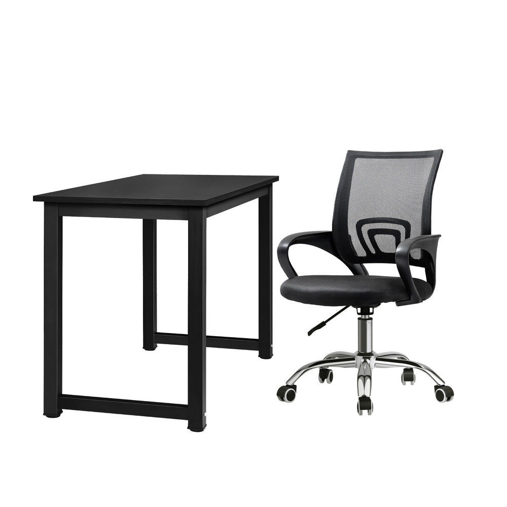 Oikiture Home Office Set Black Computer Desk and Mesh Office Chair-Office Set-PEROZ Accessories