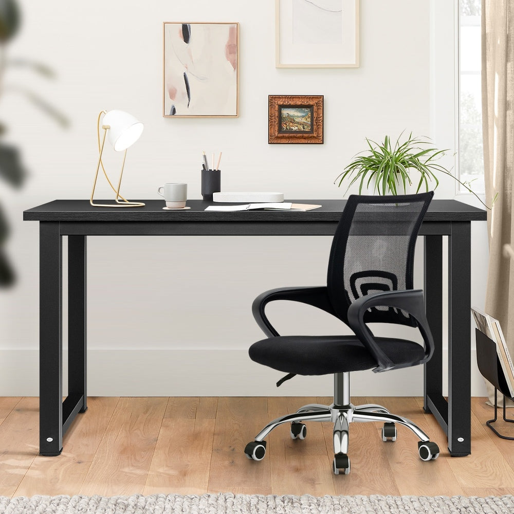 Oikiture Home Office Set Black Computer Desk and Mesh Office Chair-Office Set-PEROZ Accessories