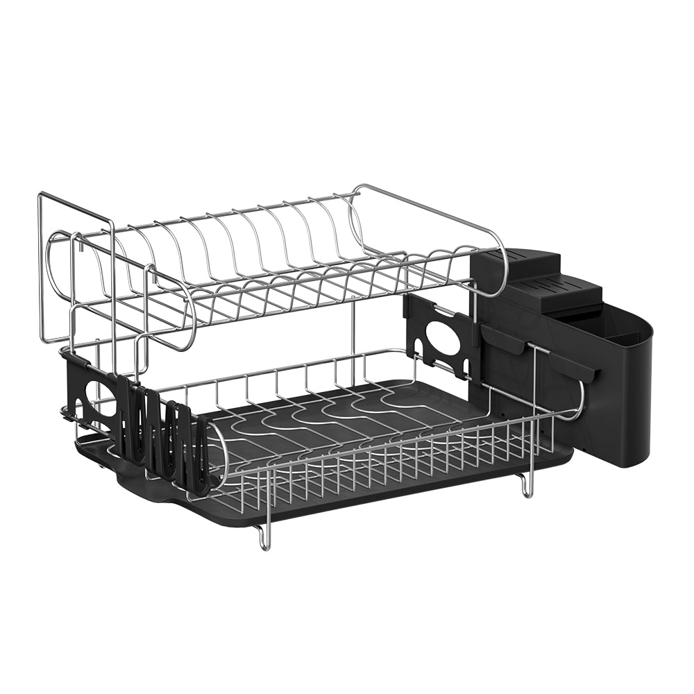 Cefito Dish Rack Drying Drainer Cup Holder Cutlery Tray Kitchen Organiser 2-Tier-Home & Garden > Kitchenware > Dish Racks-PEROZ Accessories