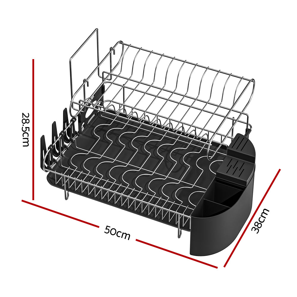 Cefito Dish Rack Drying Drainer Cup Holder Cutlery Tray Kitchen Organiser 2-Tier-Home & Garden > Kitchenware > Dish Racks-PEROZ Accessories