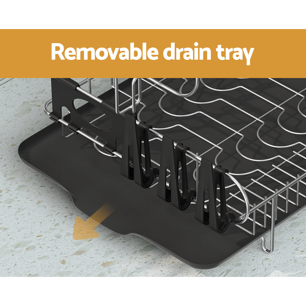 Cefito Dish Rack Drying Drainer Cup Holder Cutlery Tray Kitchen Organiser 2-Tier-Home & Garden > Kitchenware > Dish Racks-PEROZ Accessories