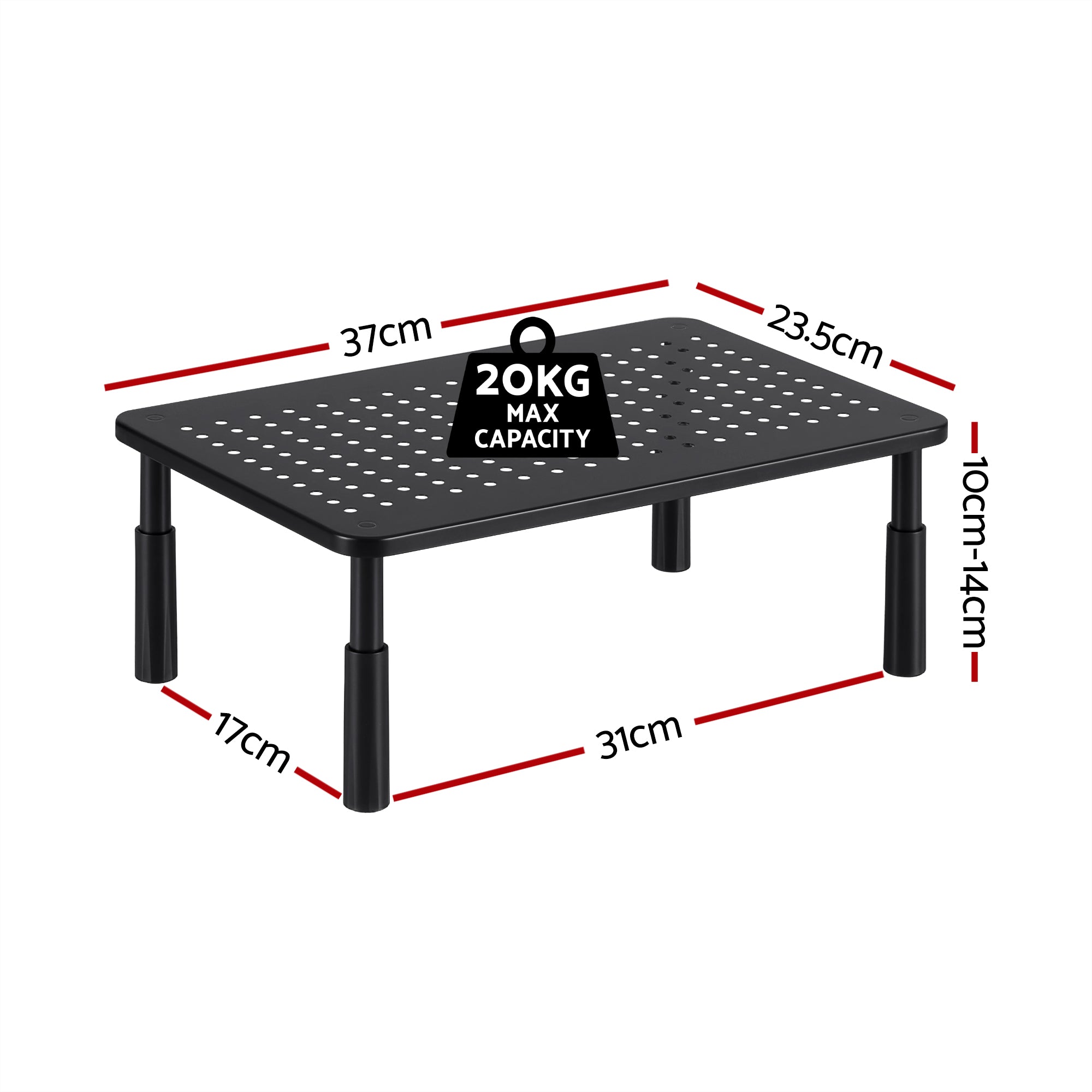 Artiss Monitor Stand Adjustable Riser For Computer Monitor And Laptop 3 Height Desk Organizer Black-Electronics > Computers & Tablets > Desktops & Accessories-PEROZ Accessories