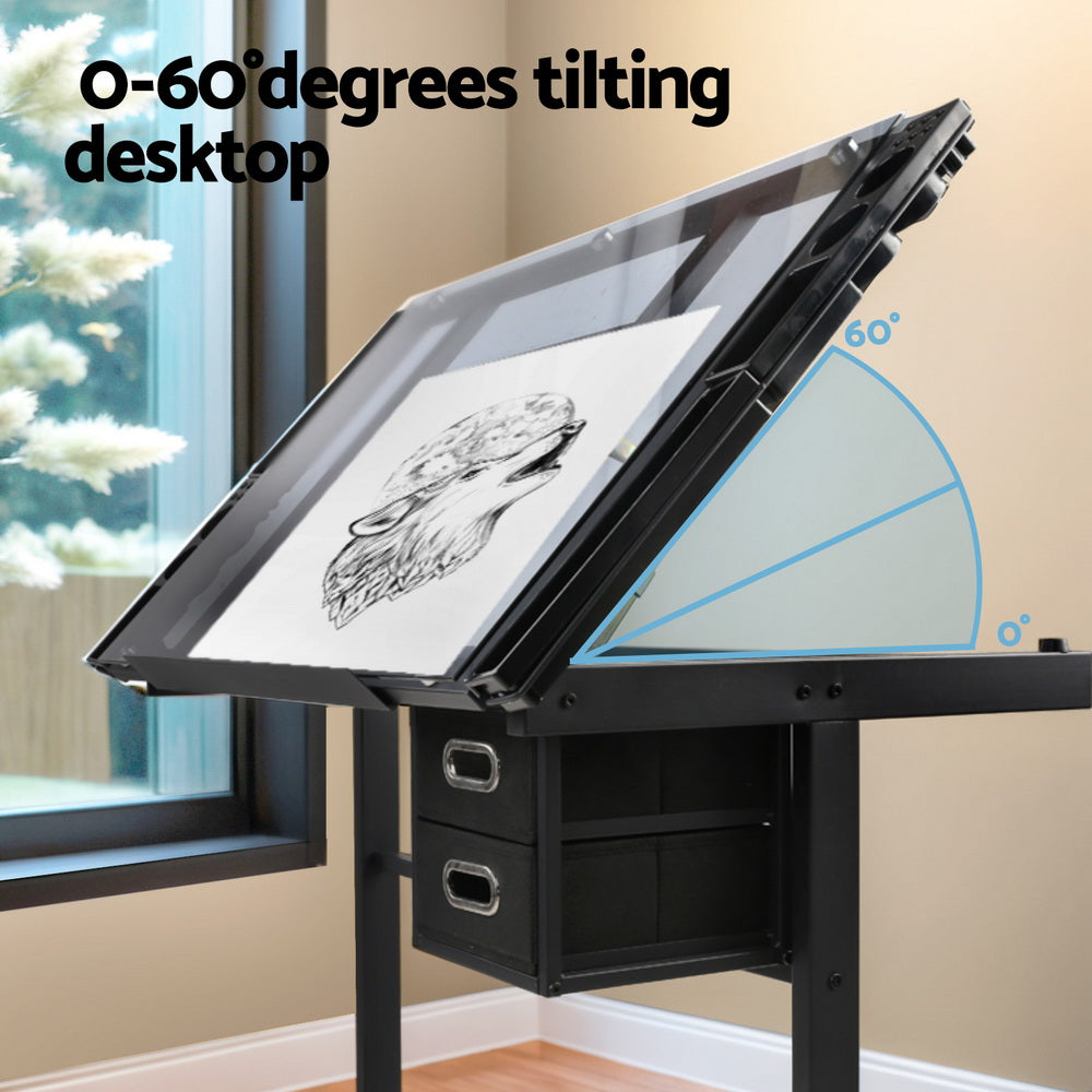 Artiss Drawing Desk Drafting Table Black-Furniture > Office-PEROZ Accessories
