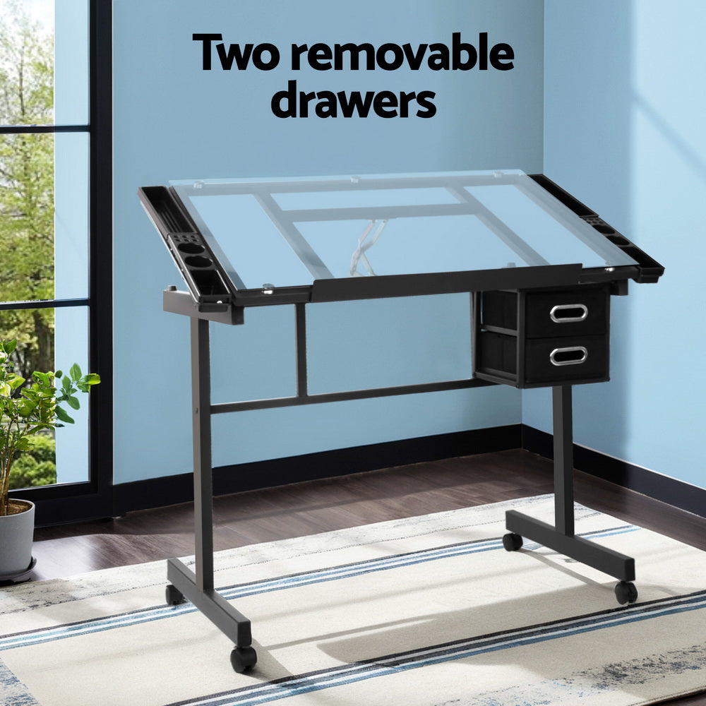 Artiss Drawing Desk Drafting Table Black-Furniture > Office-PEROZ Accessories